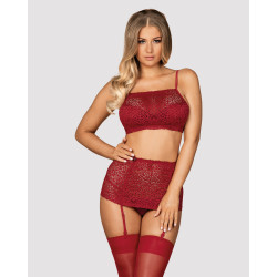 Комплект Obsessive Lividia 3 pcs set red S/M