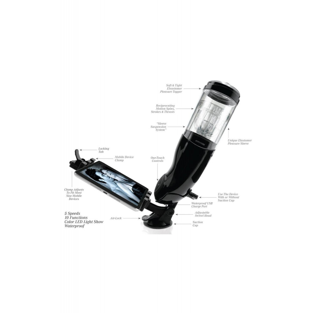 Мастурбатори без вібрації - Мастурбатор автоматичний Pipedream PDX Extreme Mega-Bator Ass чорний, 28 см 9