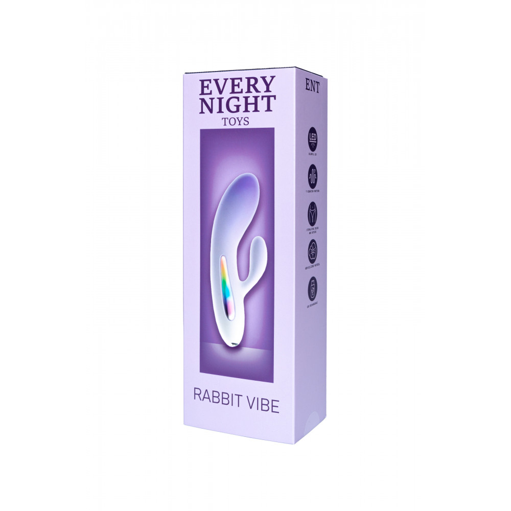 Різне - Міні вібратор кролик із кольоровим світлодіодом Every Night Toys, 7 режимів вібрації, бузковий градієнт 4
