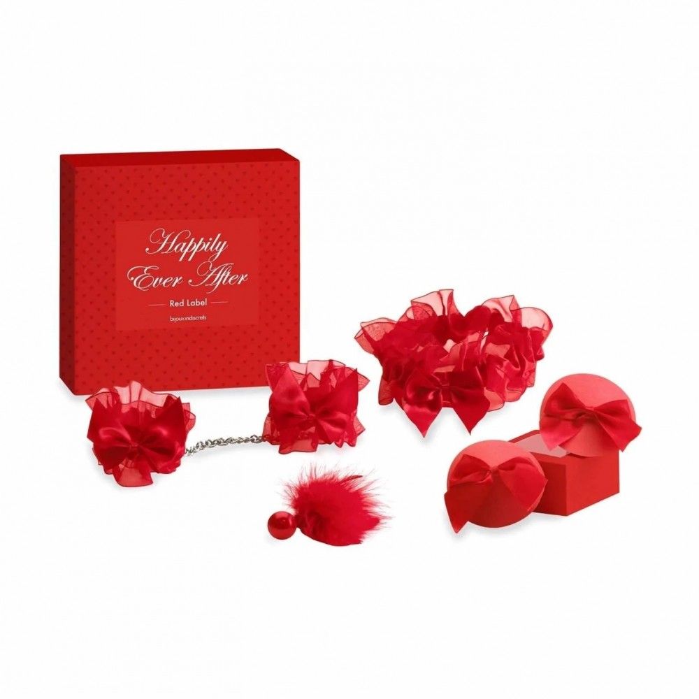 Подарочные наборы - Набор аксессуаров подвязки, наручники, пэстисы Happily Ever After - RED LABELr Bijoux Indiscrets