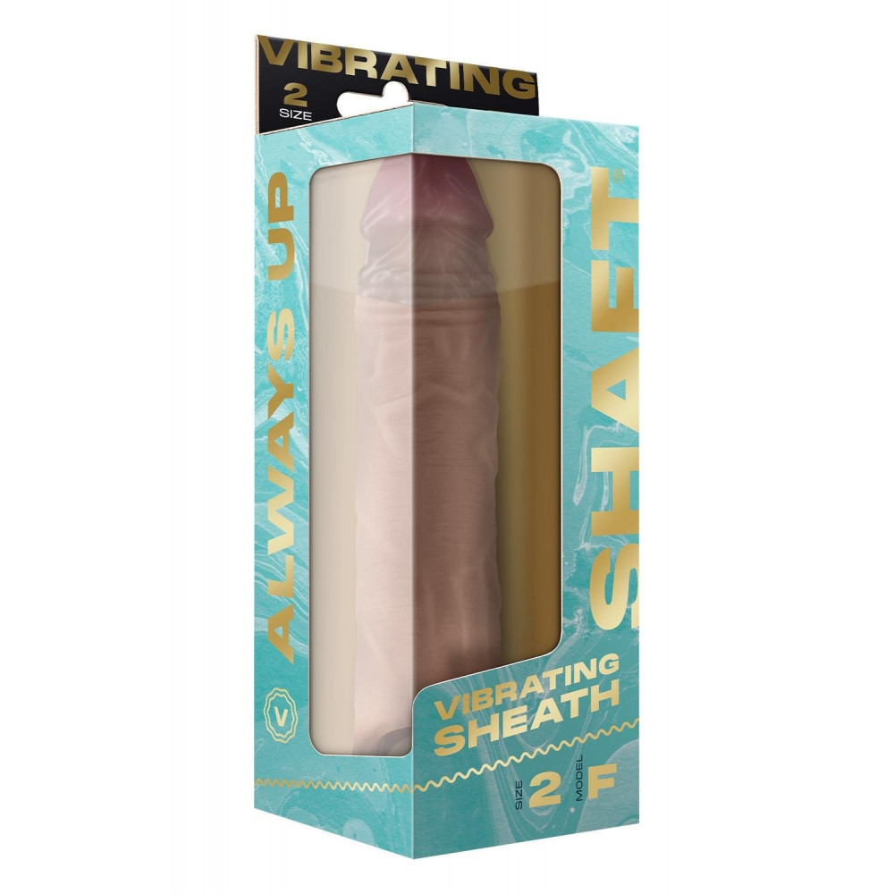 Эрекционные кольца и насадки - Насадка на пенис Shaft Vibrating с вибрацией и пультом, бежевая, 22.3 см 6