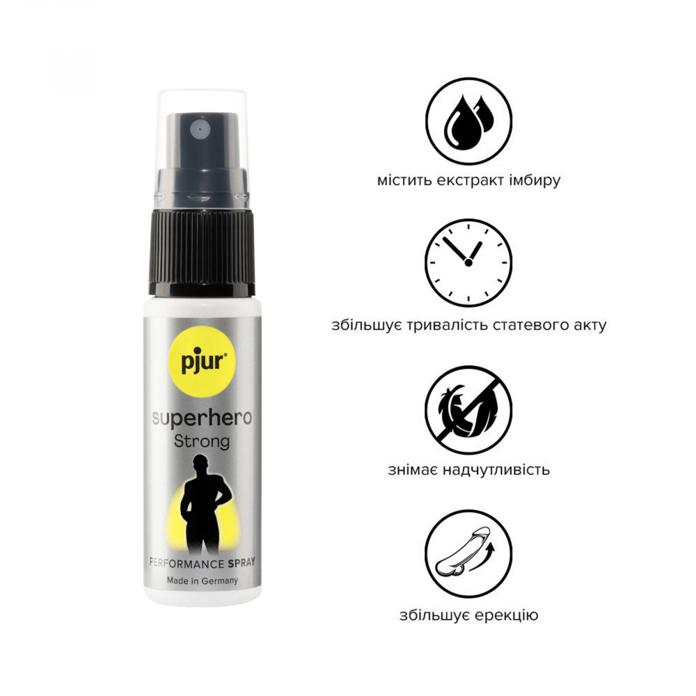 Пролонгаторы и смазки - Спрей-пролонгатор pjur Superhero Strong Spray 20 ml, с экстрактом имбиря, без анестетиков 1