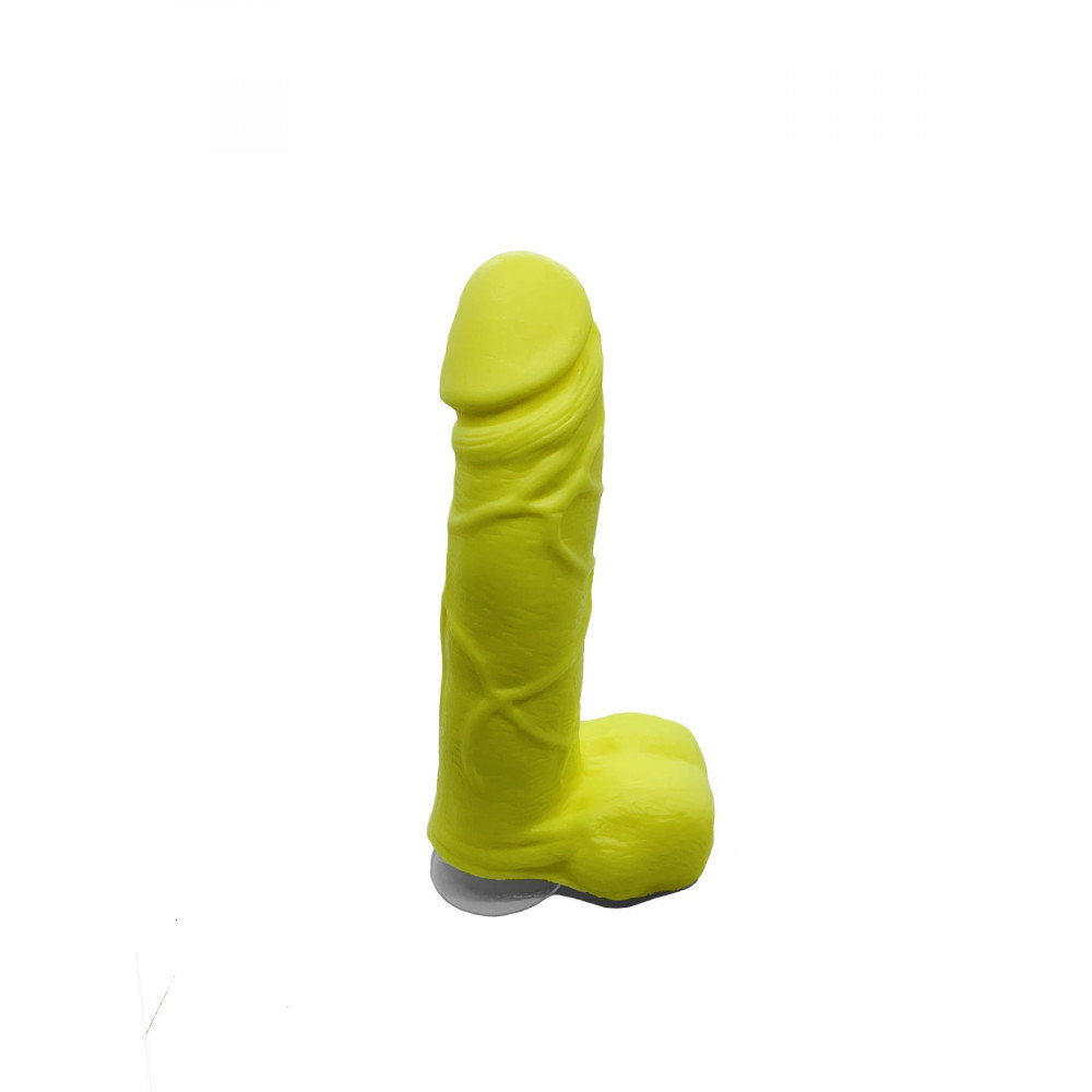 Секс приколы, Секс-игры, Подарки, Интимные украшения - Крафтовое мыло-член с присоской Чистый Кайф Yellow size M, натуральное