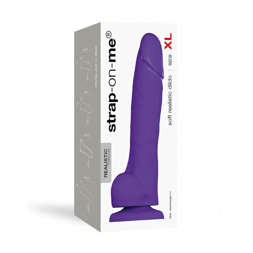 Фаллоимитаторы на присоске, двойные - Реалистичный фаллоимитатор Strap-On-Me SOFT REALISTIC DILDO Violet - Size XL 1