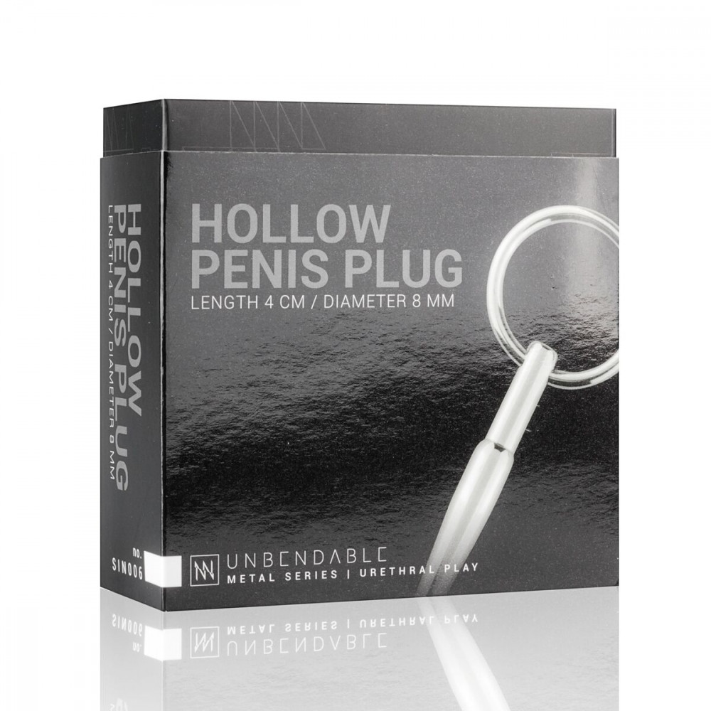 БДСМ аксессуары - Полый уретральный стимулятор Sinner Gear Unbendable - Hollow Penis Plug, длина 4см, диаметр 8мм 4