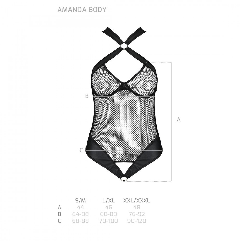 Эротическое боди - Сетчатый боди с халтером Amanda Body black L/XL - Passion 1