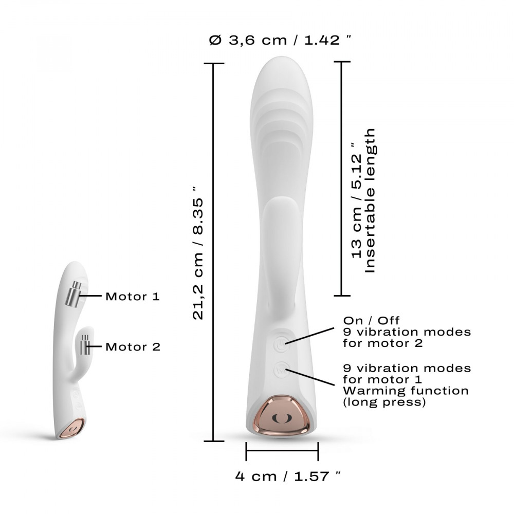 Вибратор-кролик - Вибратор-кролик с подогревом Dorcel FLEXI RABBIT WHITE, гибкий ствол 3