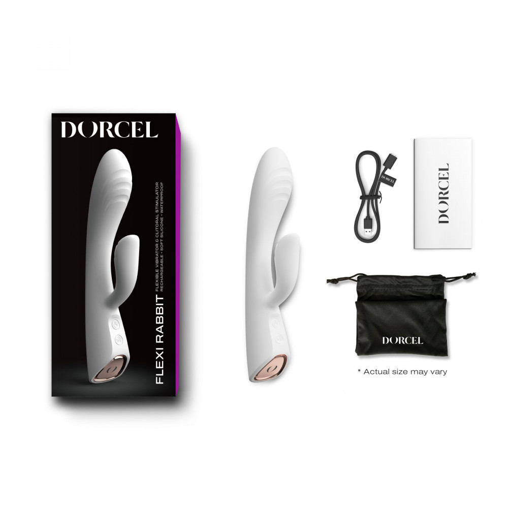 Вибратор-кролик - Вибратор-кролик с подогревом Dorcel FLEXI RABBIT WHITE, гибкий ствол 1