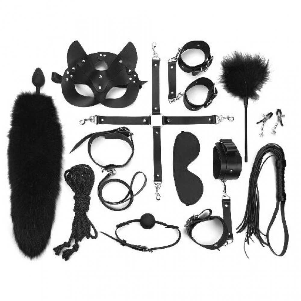 Наборы для БДСМ - Набор Art of Sex - Maxi BDSM Set Leather, 13 предметов, натуральная кожа, Черный 3