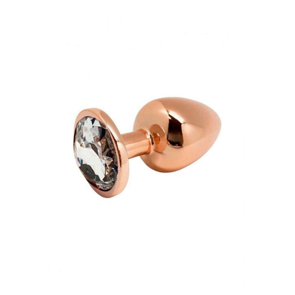 Анальная пробка - Металлическая анальная пробка Wooomy Tralalo Rose Gold Metal Plug Size M, диаметр 3,4 см, длина 8 см