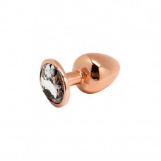 Металлическая анальная пробка Wooomy Tralalo Rose Gold Metal Plug Size M, диаметр 3,4 см, длина 8 см