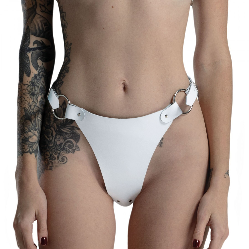 Сексуальные трусики - Трусики из натуральной кожи Feral Feelings - String Bikini White 3