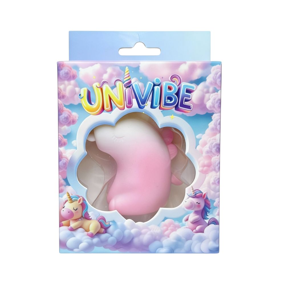 Різне - Стимулятор клітора з довгим обертовим язичком UNIVIBE Єдиноріг, 10 режимів, градієнт біло-рожевий 1