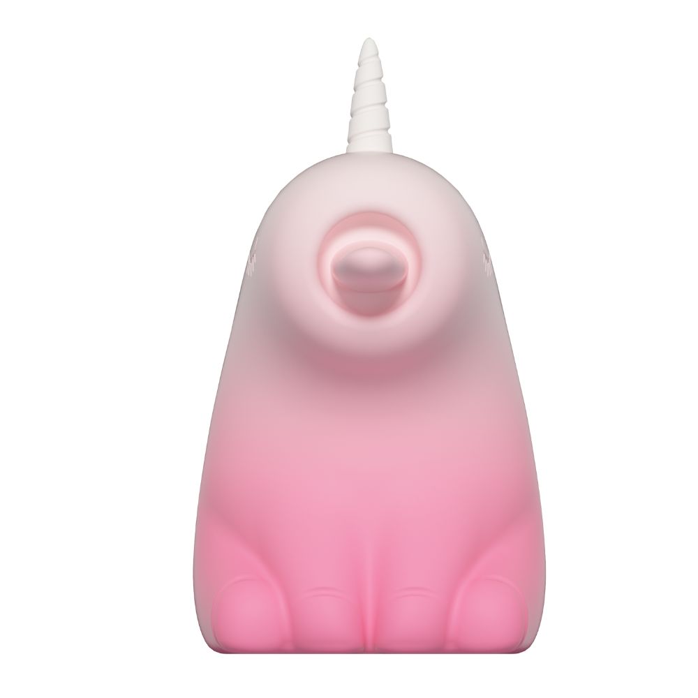 Різне - Стимулятор клітора з довгим обертовим язичком UNIVIBE Єдиноріг, 10 режимів, градієнт біло-рожевий 2