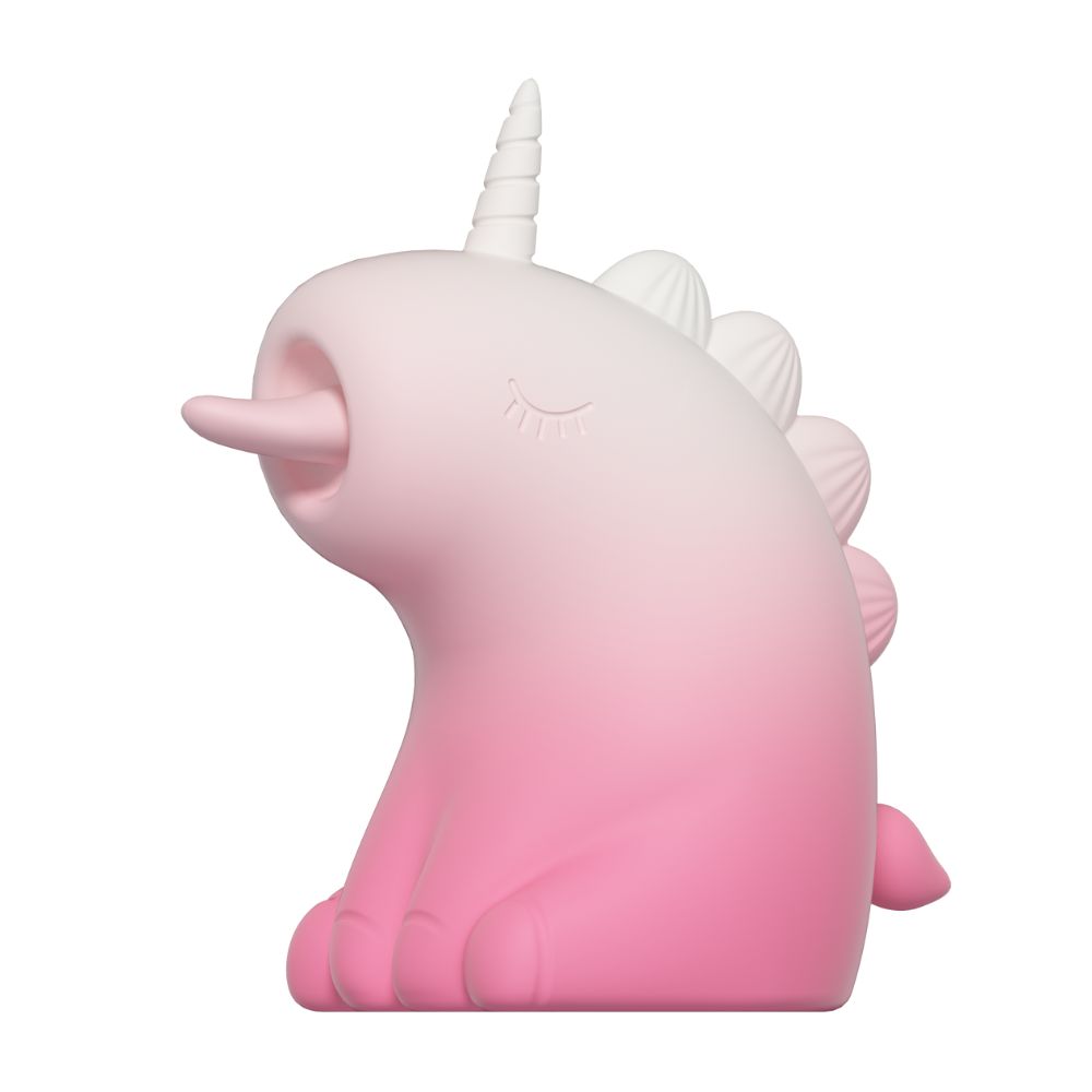 Різне - Стимулятор клітора з довгим обертовим язичком UNIVIBE Єдиноріг, 10 режимів, градієнт біло-рожевий 7