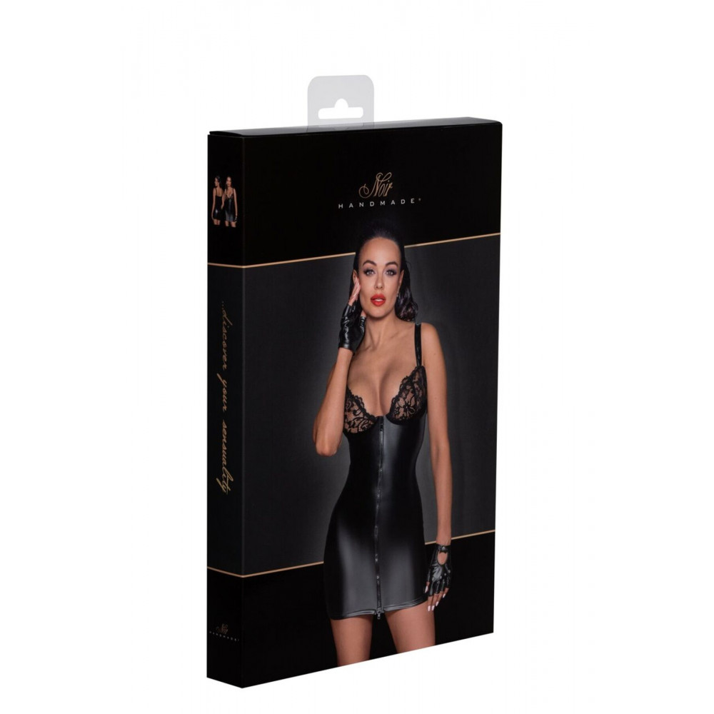 Сексуальные платья - Платье Noir Handmade F254 Powerwetlook mini-dress - L 7