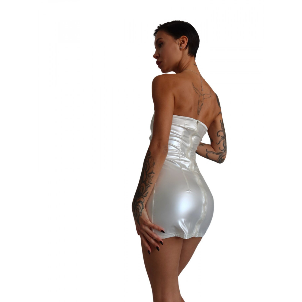 Різне - Мінісукня D&A, XS-S, white, nylon-lycra відкриті плечі з блискавкою на всю довжину 4