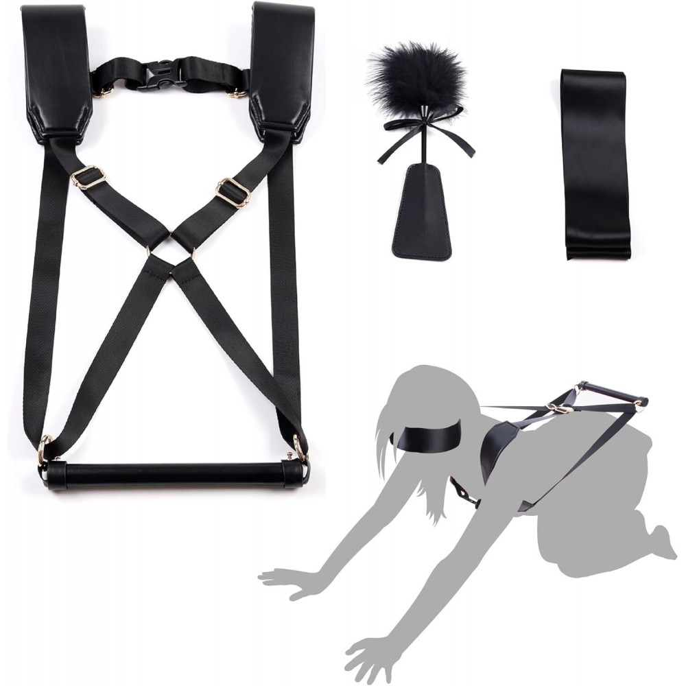 Анальные игрушки без вибрации - БДСМ-набор LOCKINK YEAHWOW Black Doggy Style Saddle set