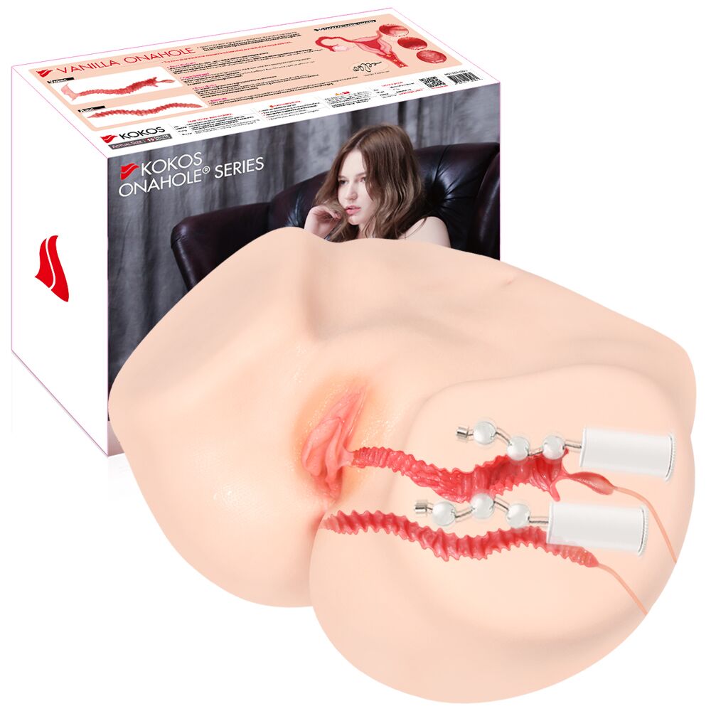 Мастурбаторы с вибрацией - Мастурбатор Kokos 004 Vailla ONAHOLE Real Vagina 2WayPlus с вибрацией и массажем 14