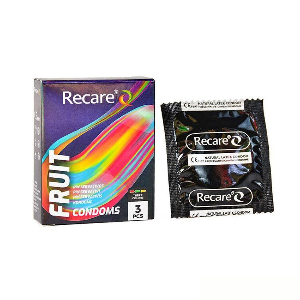 Презервативы - Презервативы Holographic Recare Color Fruit Flavour Condoms 3 шт, ароматы: мята, банан, клубника