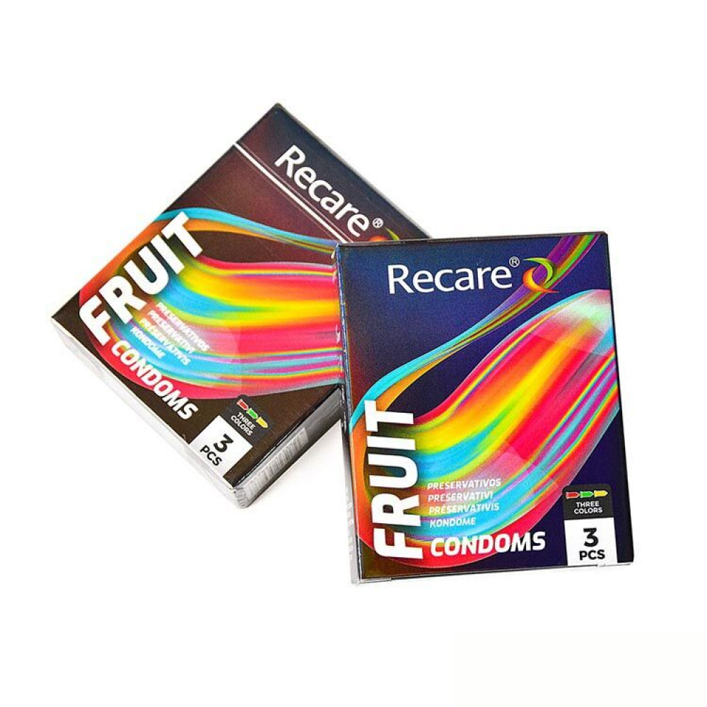 Презервативы - Презервативы Holographic Recare Color Fruit Flavour Condoms 3 шт, ароматы: мята, банан, клубника 3