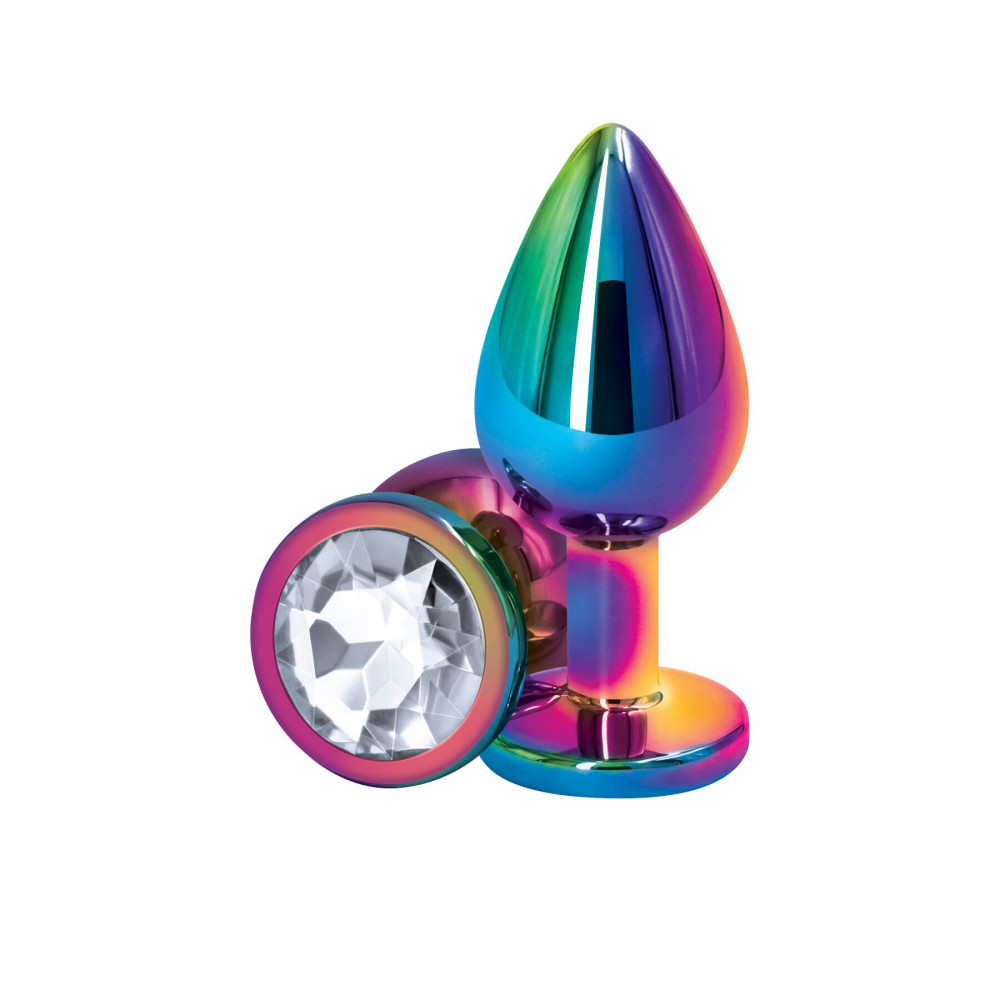 Анальные игрушки без вибрации - Анальная пробка NS Novelties Rear Assets - Multicolor - Medium - Clear