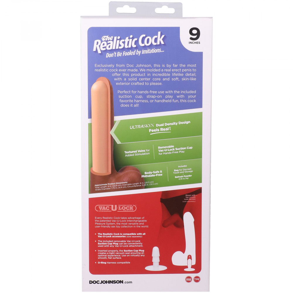 Фалоімітатор - Фалоімітатор Doc Johnson The Realistic Cock ULTRASKYN - 9 Inch with Balls Chocolate 10