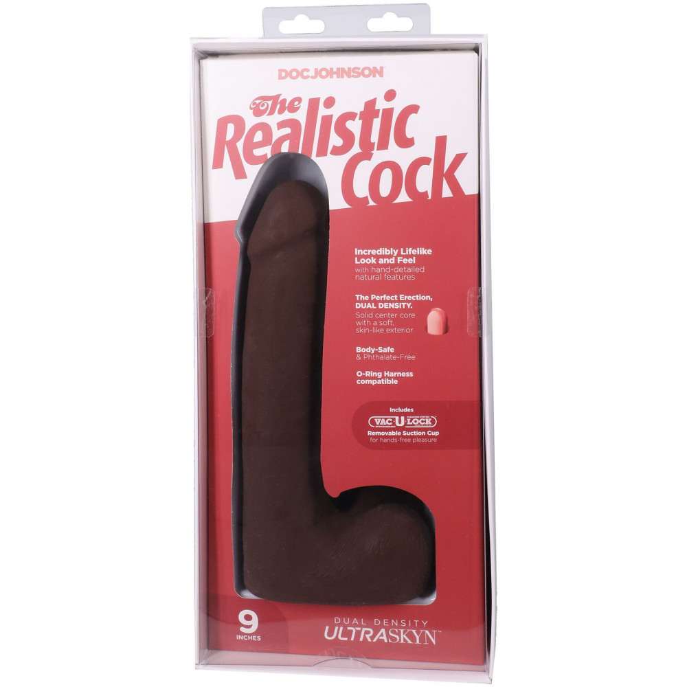 Фалоімітатор - Фалоімітатор Doc Johnson The Realistic Cock ULTRASKYN - 9 Inch with Balls Chocolate 8