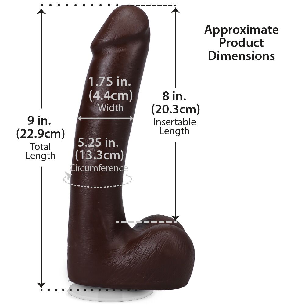 Фалоімітатор - Фалоімітатор Doc Johnson The Realistic Cock ULTRASKYN - 9 Inch with Balls Chocolate 4
