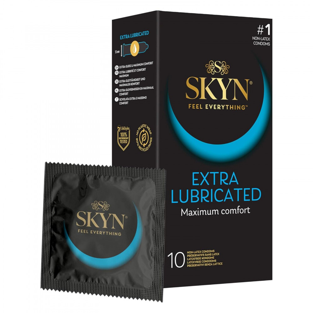 Презервативи - Безлатексні преміум-презервативи SKYN Extra Lubricated 10 шт, на 40 % більше змазки