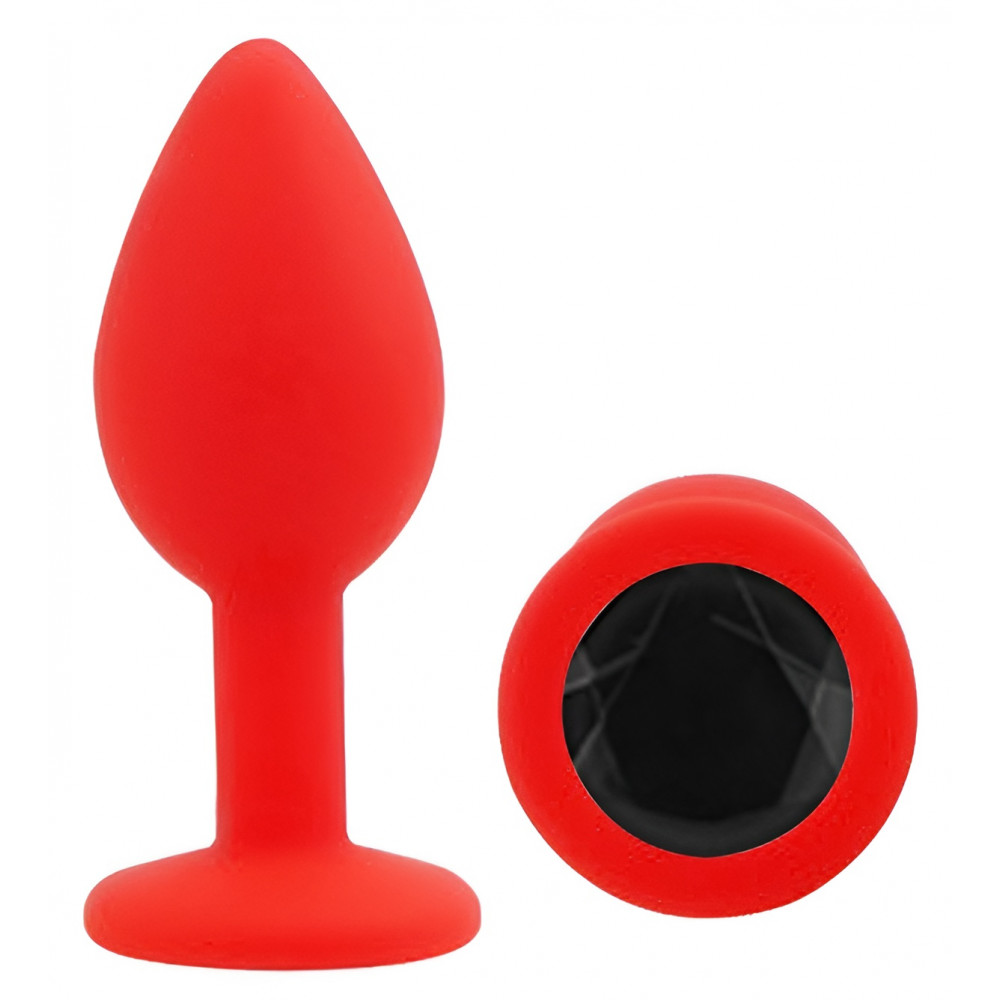 Анальные игрушки без вибрации - Силиконовая анальная пробка EGZO - Silicone Red Round Plug Black, size S 3