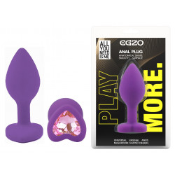 Силиконовая анальная пробка EGZO - Silicone Violet Heart Plug Pink, size S