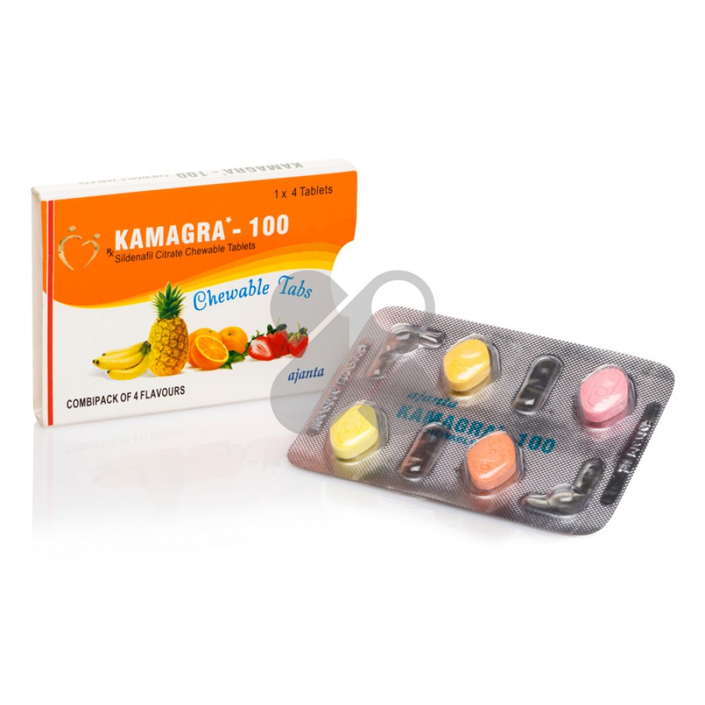  - Таблетки для потенции Kamagra 100 Chewable Tabs за 1 упаковку (4 табл)