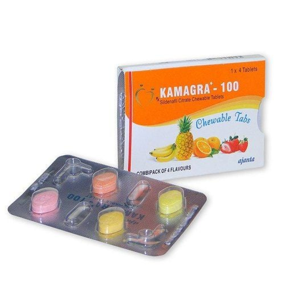  - Таблетки для потенции Kamagra 100 Chewable Tabs за 1 упаковку (4 табл) 1