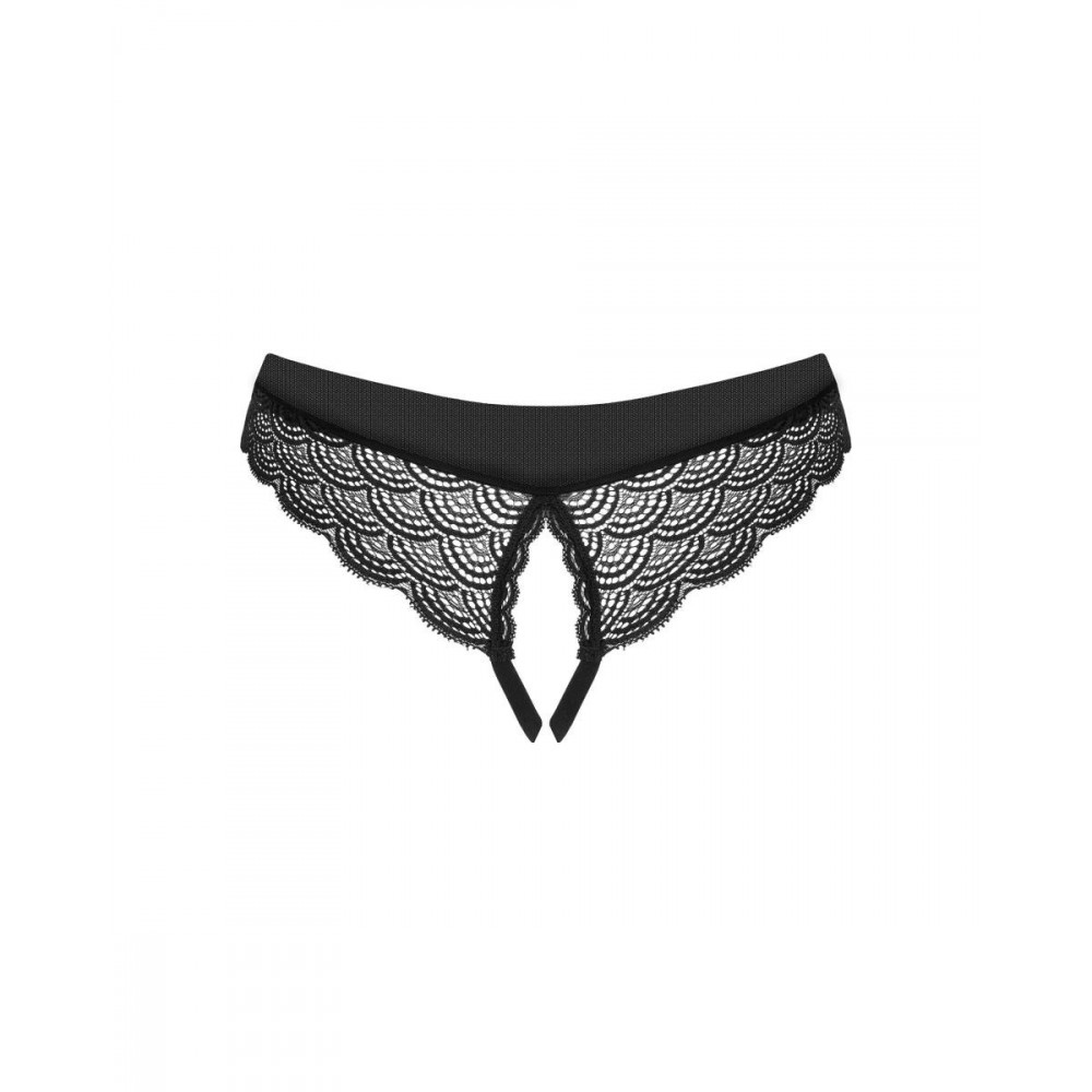 Разное - Трусики с открытым доступом Obsessive Chemeris кружевные, черные, XS/S 4