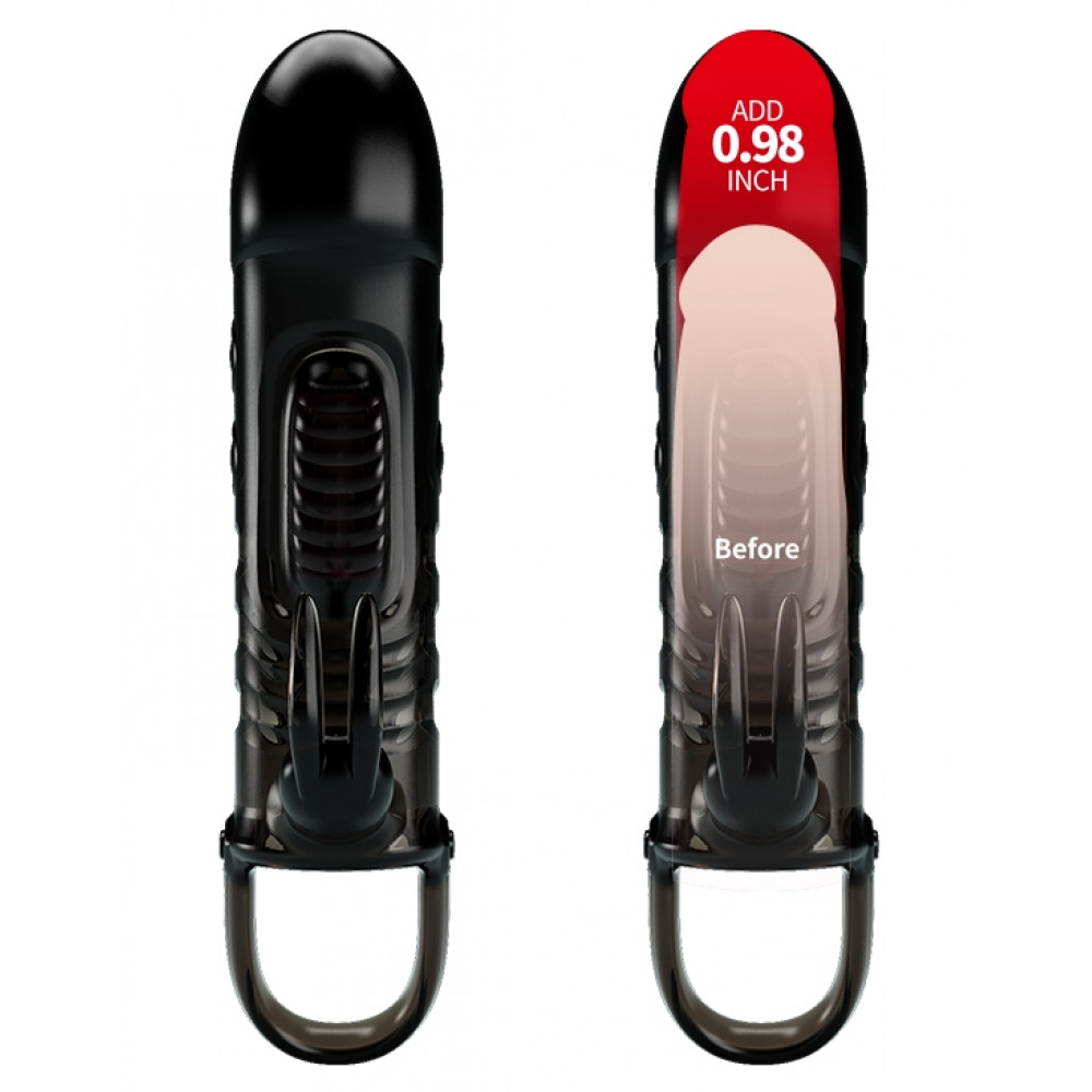 - Удлиняющая насадка с вибростимуляцией ( на 2,5 см ) PRETTY LOVE - PENIS SLEEVE Sloane, BI-026243-1 2