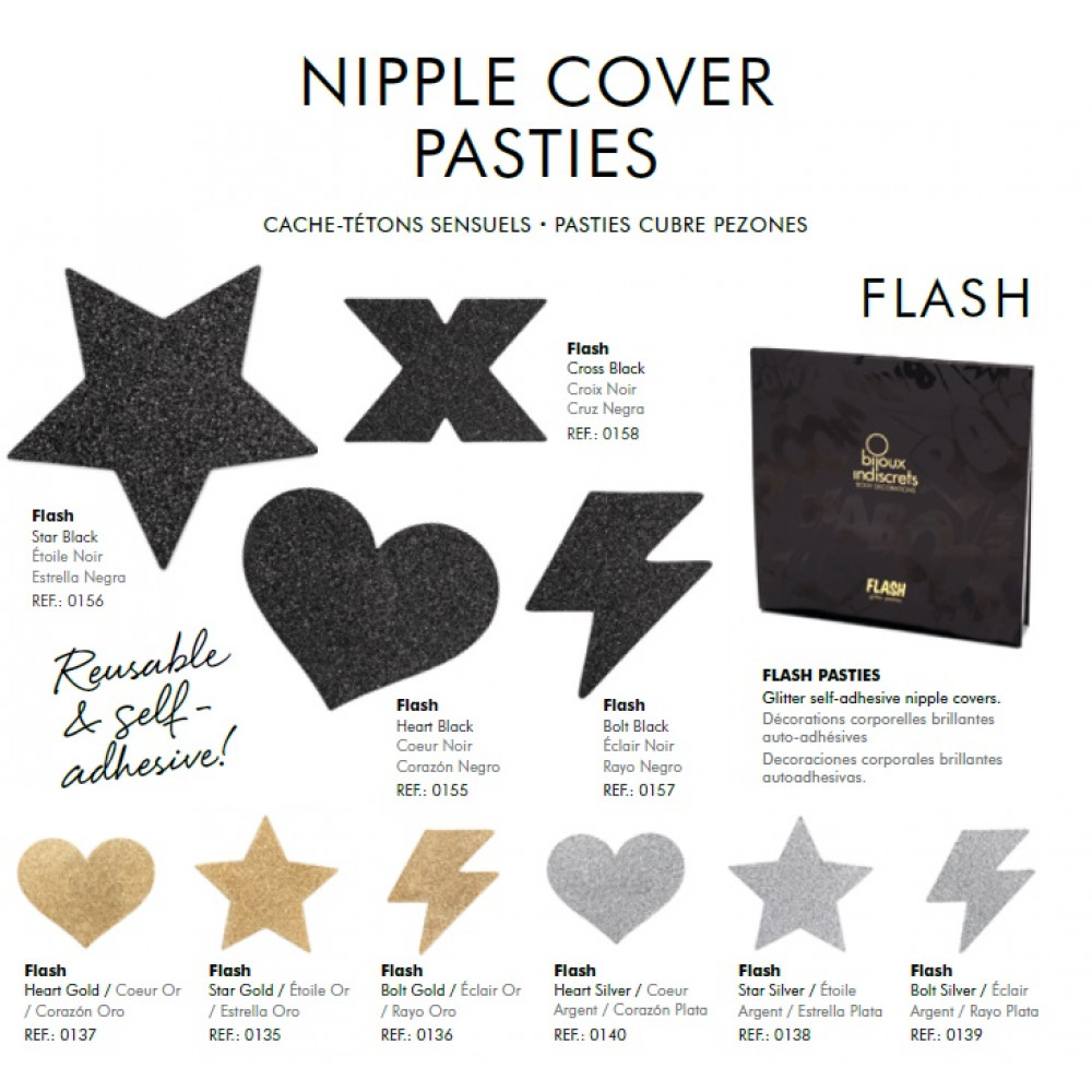 Різне - Прикраса для грудей Flash - Heart Black Bijoux Indiscrets 6