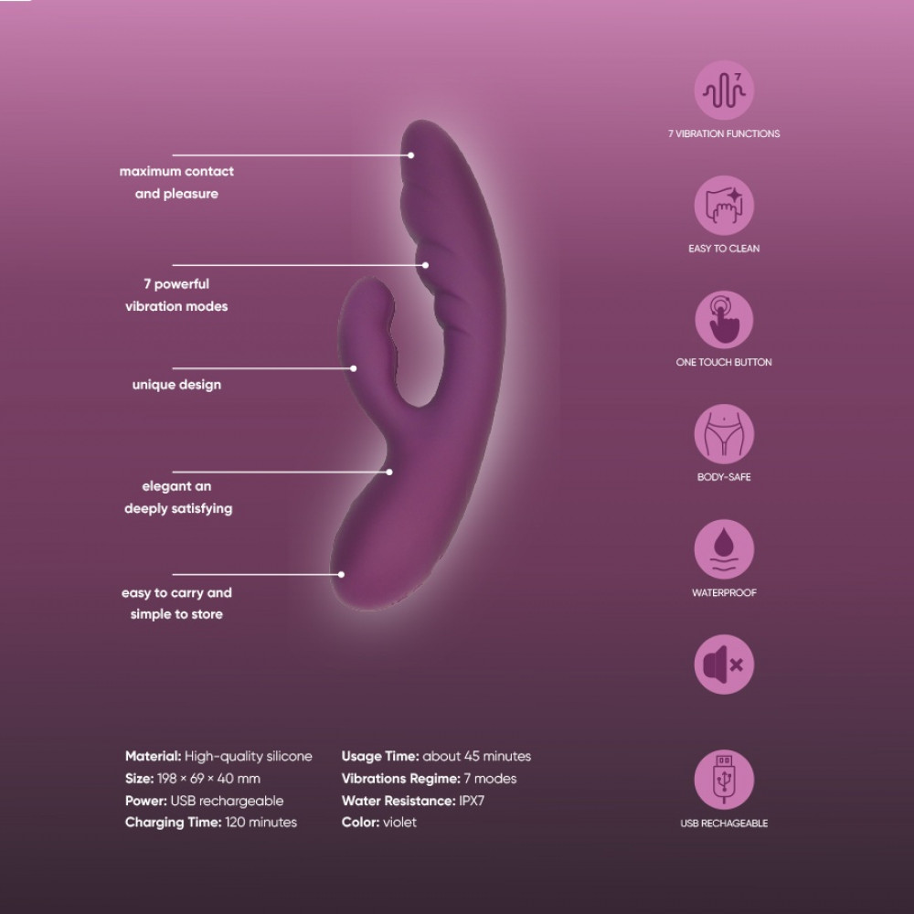Вибратор-кролик - Вибратор-кролик Sweet Em, бордовый 6