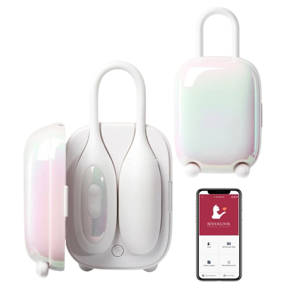  - Віброяйце та вакуумний стимулятор для клітора 2 в1 BeYourLover Magic Suitcase в зарядному кейсі, білий