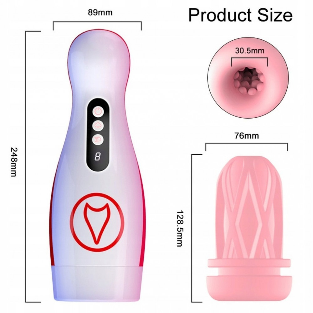  - Автоматичний інтерактивний мастурбатор FOX - Vibrating Masturbation Cup , 7 Suction Power, 7 Vibration Setting, BS6300069 6
