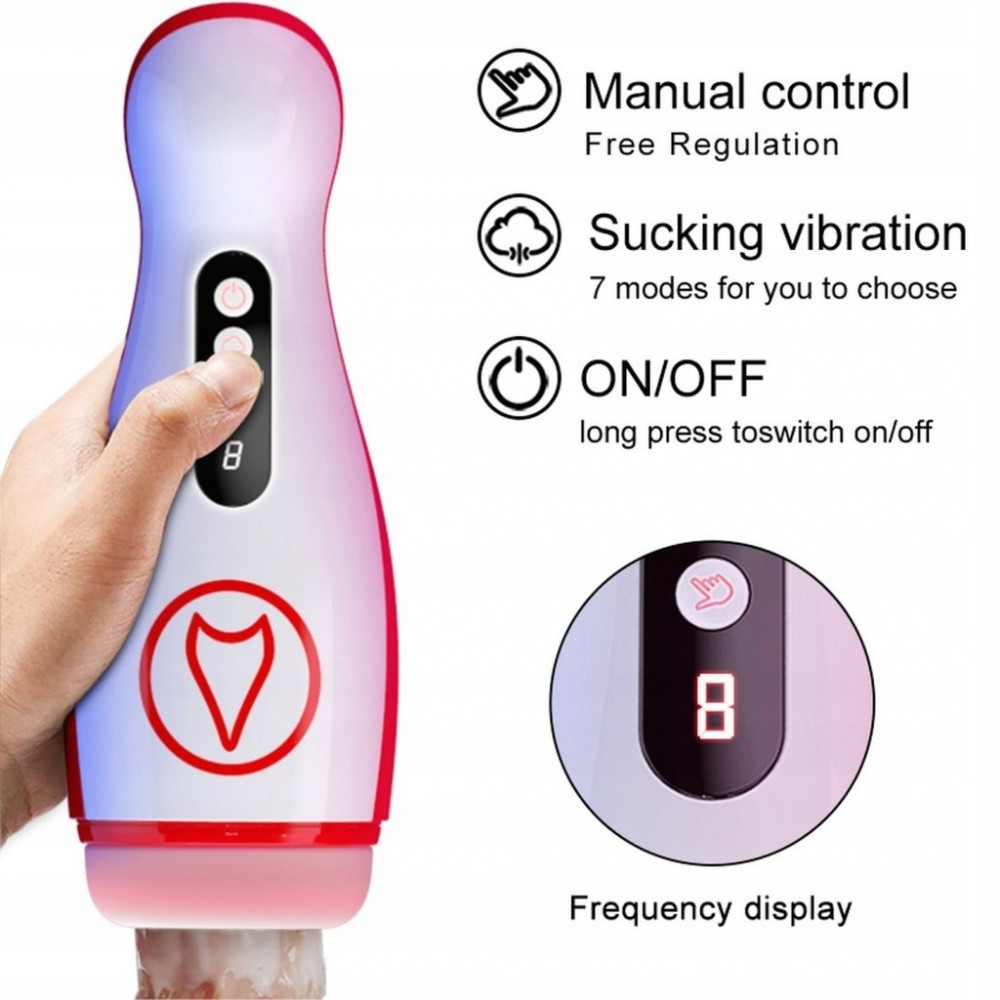  - Автоматичний інтерактивний мастурбатор FOX - Vibrating Masturbation Cup , 7 Suction Power, 7 Vibration Setting, BS6300069 2