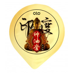 Ультратонкі презервативи з гіалуроновою кислотою, пролонгуючим ефектом та точковою текстурою OLO - GOLD Indian god oil, 1 шт