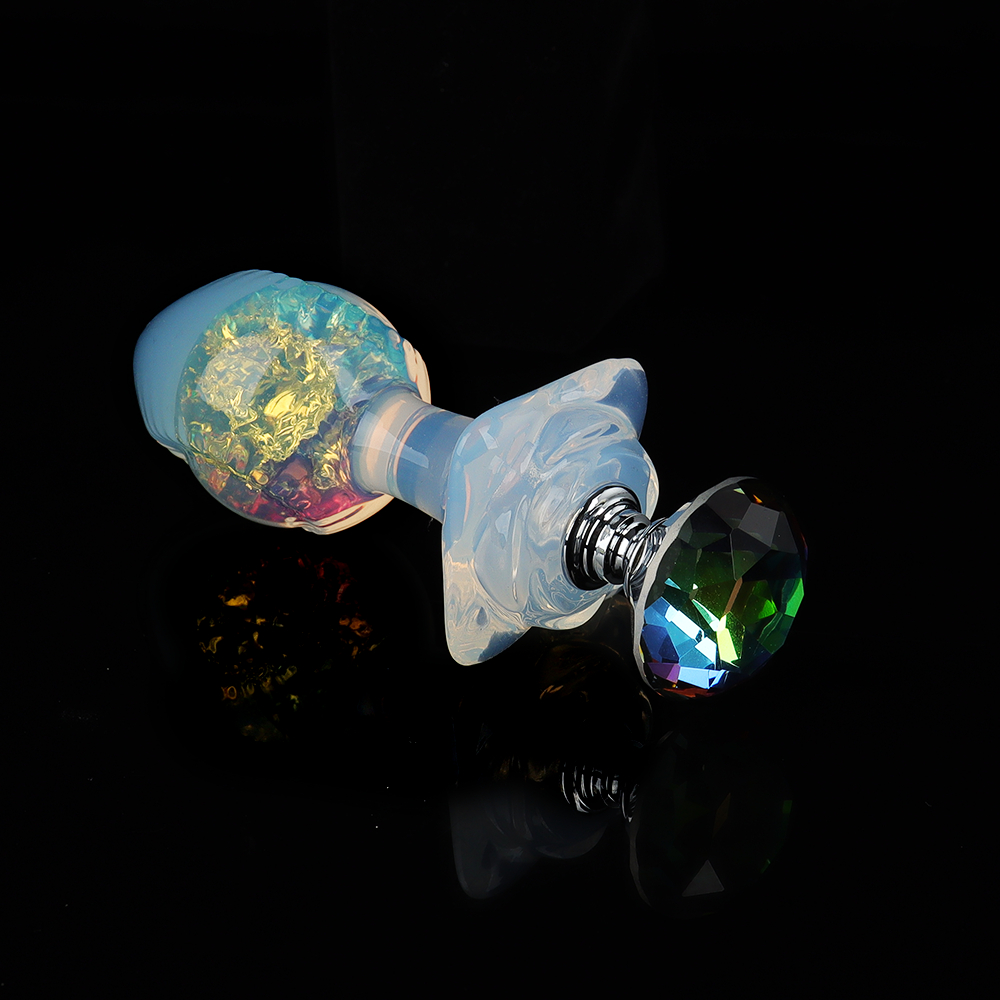 Анальные игрушки без вибрации - Анальная пробка с боковым рельефом UNIVIBE, силиконовая с камнем, 9.3 х 4 см 7