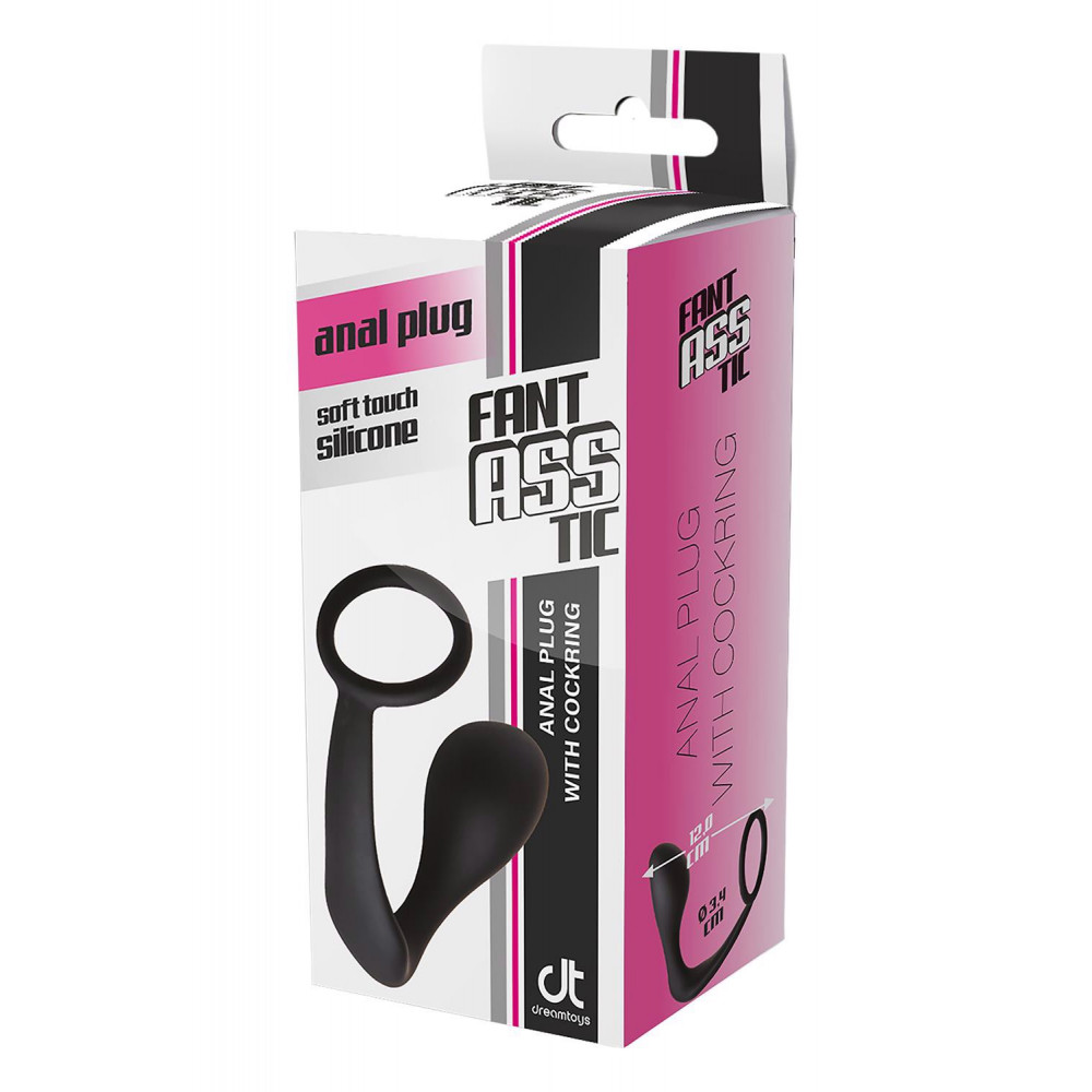  - Анальная пробка с эррекционным кольцом FANTASSTIC ANAL PLUG WITH COCKRING BLACK 3