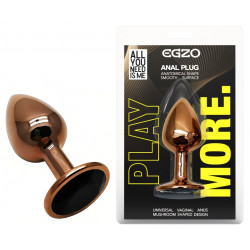 Анальная пробка с кристаллом EGZO - Dark Gold Round Plug Black, size S