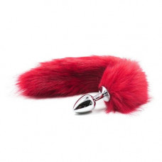 Анальная пробка S лисий хвост DS Fetish Anal plug S faux fur fox tail Red polyeste