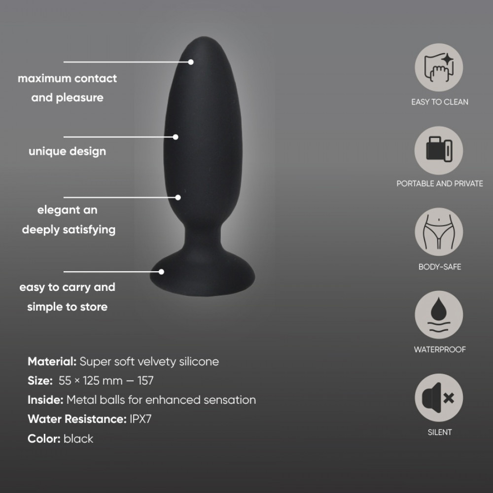 Анальные игрушки без вибрации - Анальная пробка Sweet Em, чёрная, S, 12.5 х 5.5 см 3