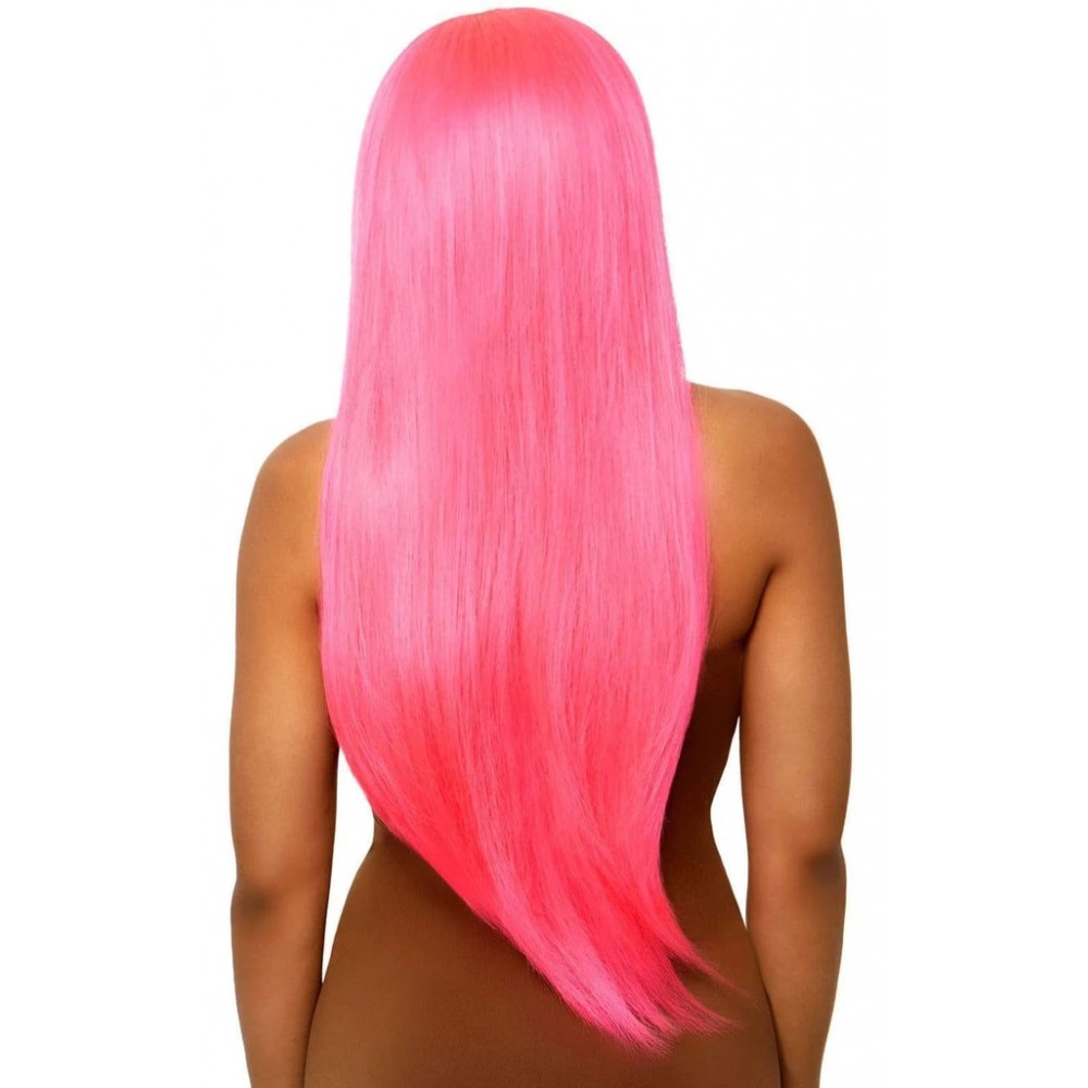 Аксессуары для эротического образа - Длинный прямой парик Leg Avenue, розовый 83см. 4