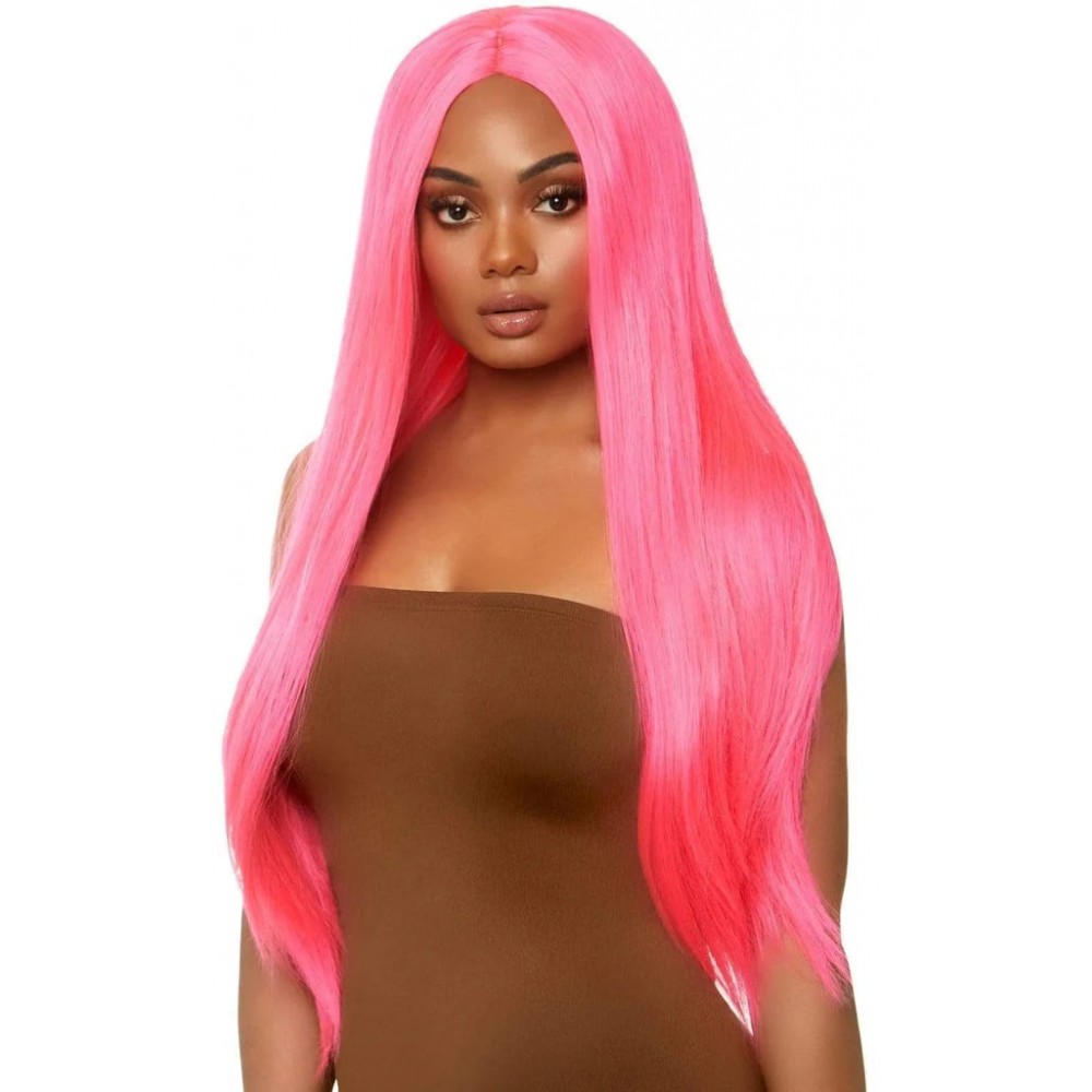 Аксессуары для эротического образа - Длинный прямой парик Leg Avenue, розовый 83см.