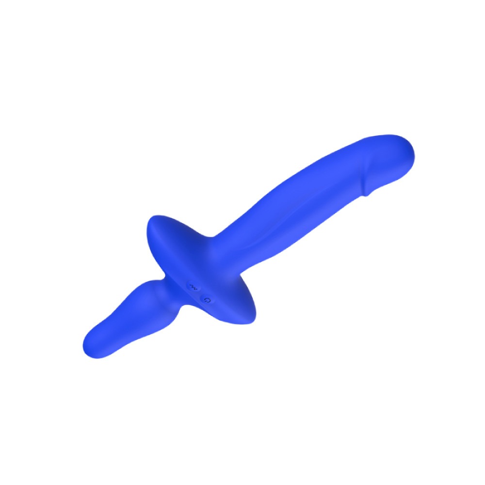 Разное - Двойной вибратор с анальным стоппером Chisa Kissen Ritter синий 2